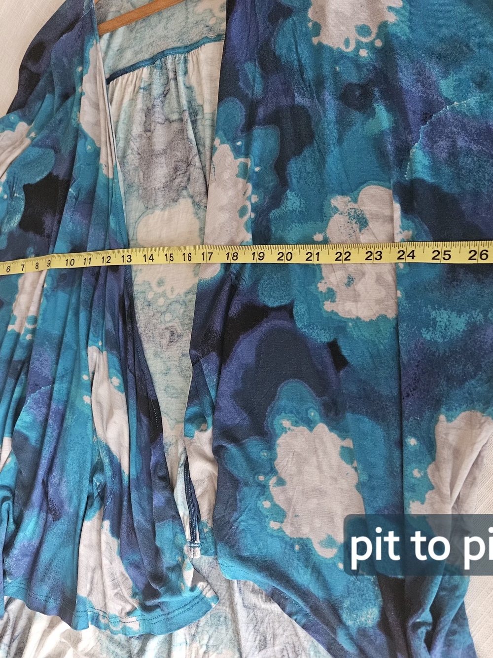 Victor Alfaro NWT Blue Watercolor Kimono Cardigan L - Picture 10 of 13